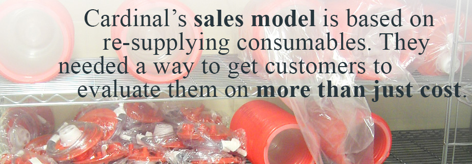 Cardinal's sales model is based on re-supplying consumables. They needed a way to get customers to evaluate them on more than just cost.