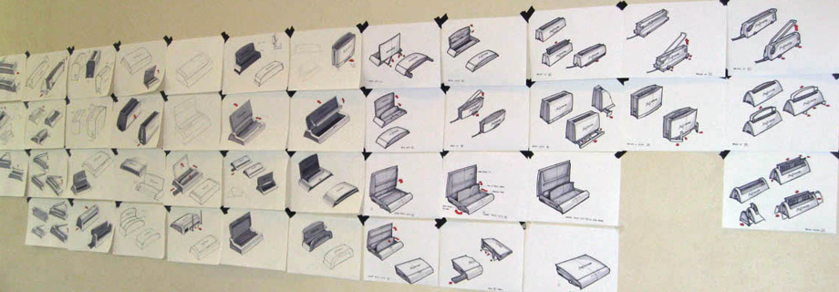 Sketches of the Fellowes binding and laminating machines line
